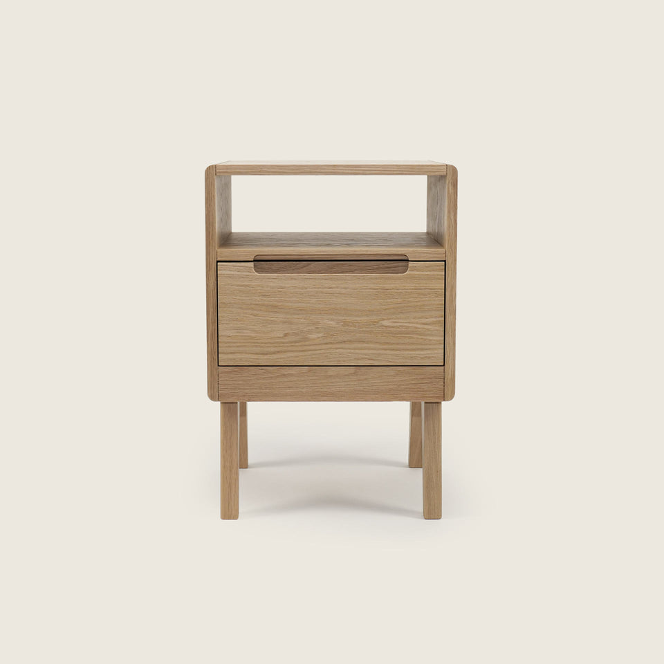 oak nightstand with drawer , minimalist nightstand