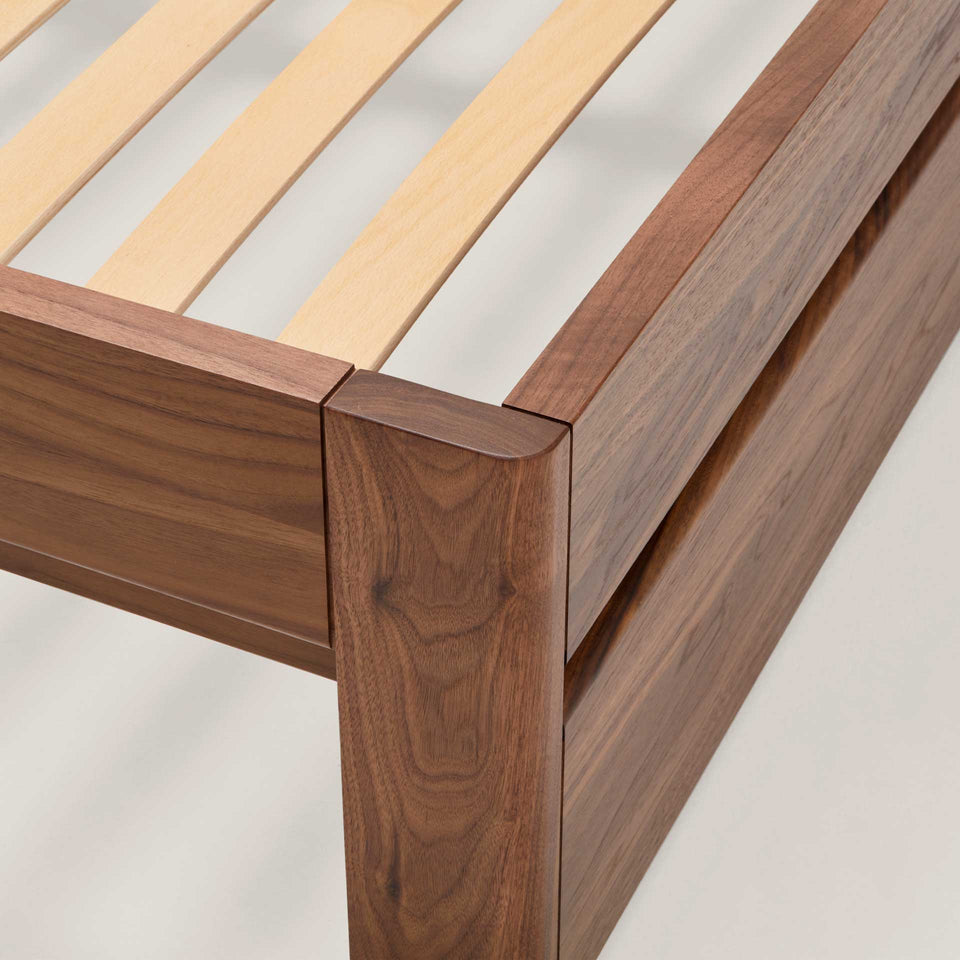 walnut bed frame with slats