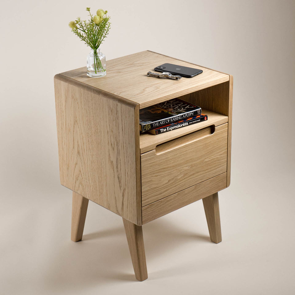 oak nightstand side table with drawer