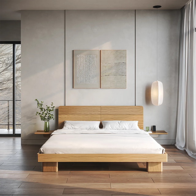 Sera Bed White Oak Modern Bed