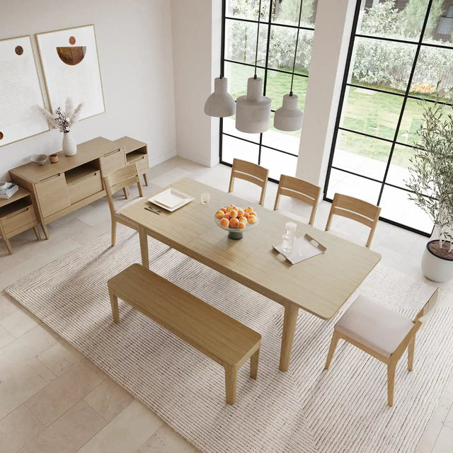 Dining set with table, bench and chairs