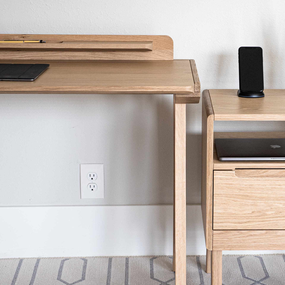 wood desk with drawer