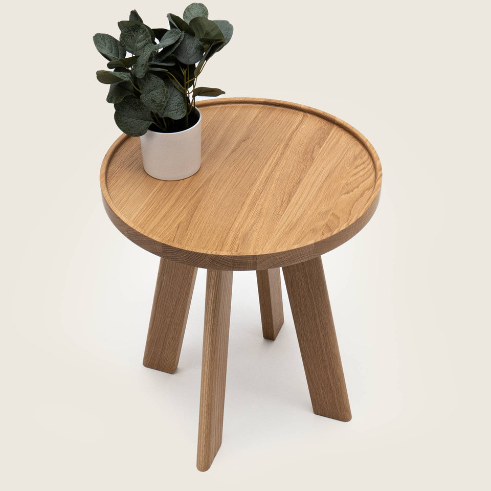 Round wood side table nightstand