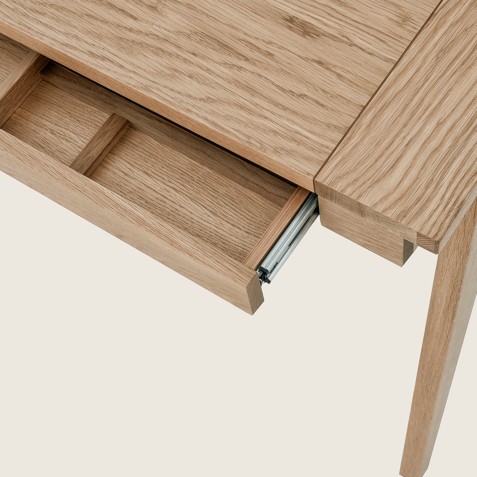 oak mid century modern desk with drawer