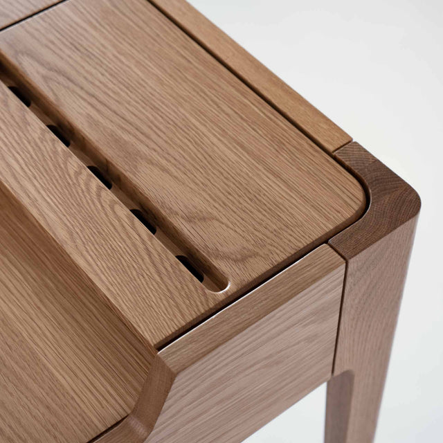 Solid oak desk with cord and cable management